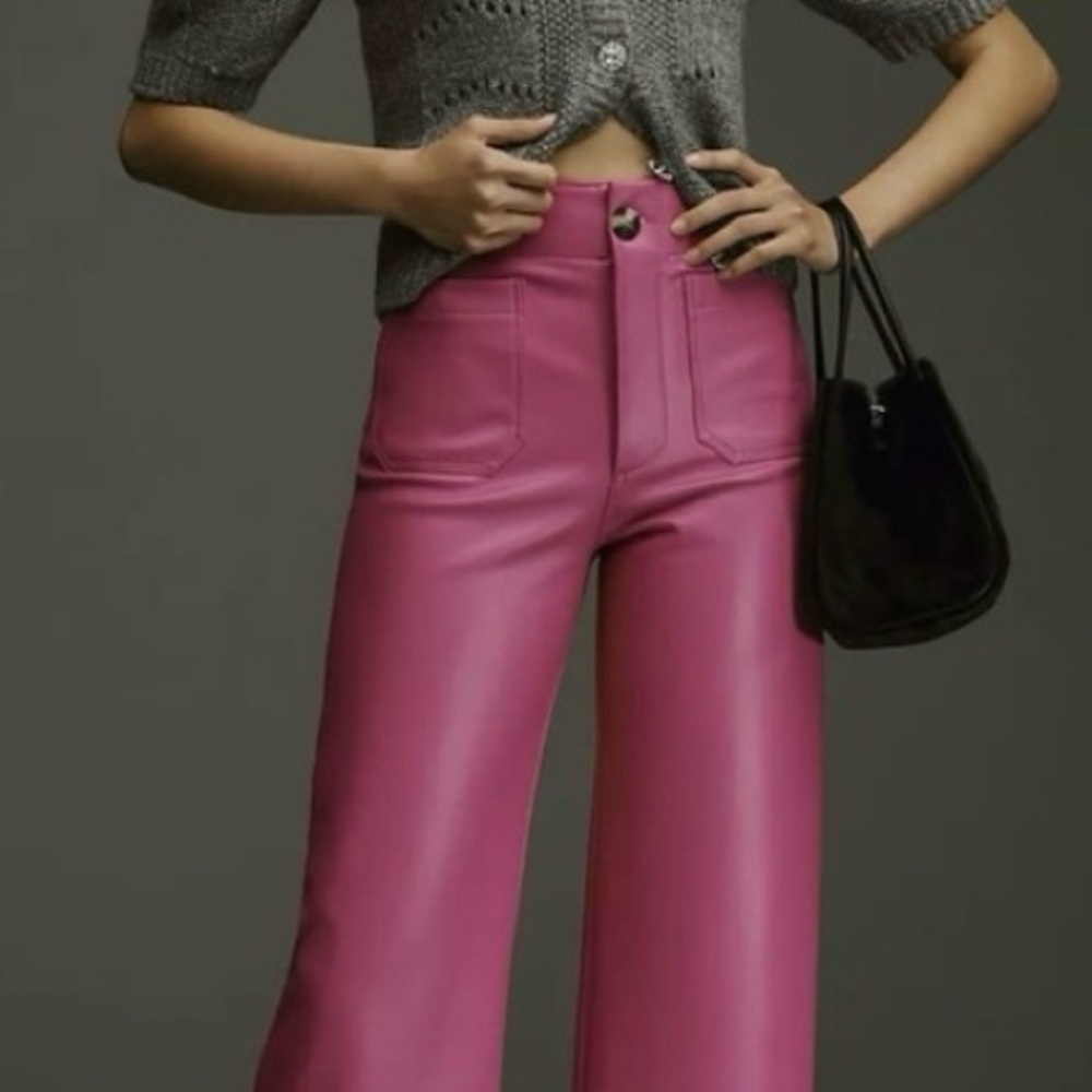 Anthropologie Maeve Colette Wide Leg Faux Leather Crops 31